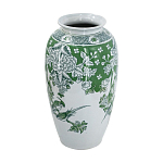 Ваза высокая с зелеными цветочными и птичьими мотивами Vase Inspired by Nature варинант исполнения - 2 | Loft Concept в Твери