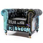 Кресло "Баския и Уорхол" Basquiat Warhol graffiti chair натуральная кожа варинант исполнения - 10 | Loft Concept в Твери