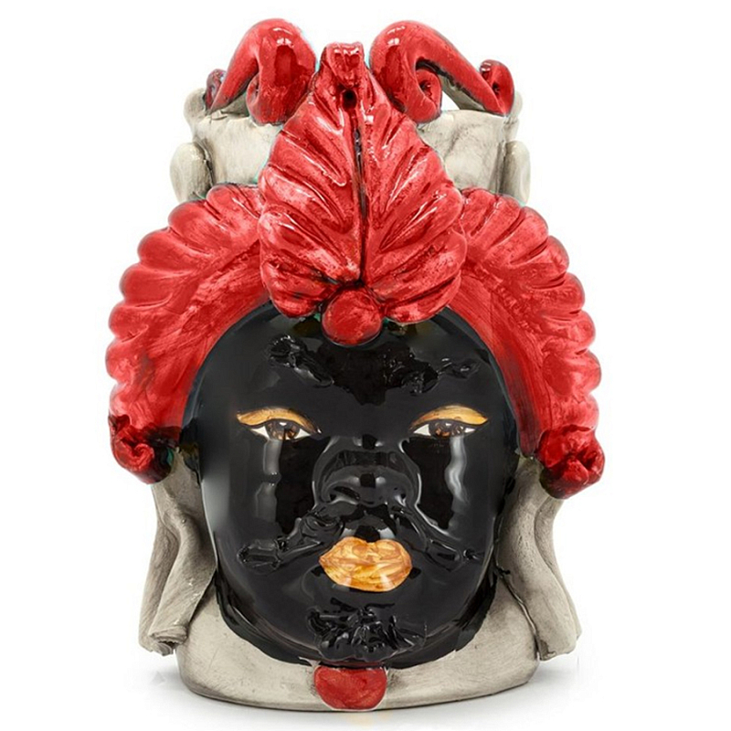 Ваза Vase Moro Man Small Red Черный Красный Бежевый Ваза Vase Moro Man Small Red Черный Красный Бежевый в Твери | Loft Concept
