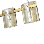 Подвесной светильник светодиодный с 5-ю цилиндрическими плафонами коньячного цвета из стекла и стали Andrea Сhandelier Сognac варинант исполнения - 1 | Loft Concept в Твери