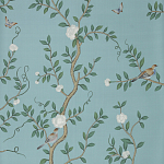 Обои ручная роспись Gustavian Garden Special Colourway on Duck Egg dyed silk варинант исполнения - 2 | Loft Concept в Твери