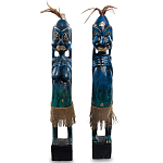 Комплект из 2-х деревянных статуэток Asmat Statuettes Dark Blue варинант исполнения - 4 | Loft Concept в Твери