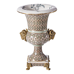 Ваза с овнами из фарфора с бронзовыми элементами Bronze Aries варинант исполнения - 1 | Loft Concept в Твери