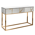 Консоль с ящиками зеркальная с золотым декором Gold Painted Mirror Console варинант исполнения - 1 | Loft Concept в Твери
