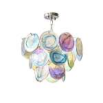 Люстра с каскадом из круглых разноцветных стеклянных дисков Mother of Pearl Iridescence варинант исполнения - 3 | Loft Concept в Твери