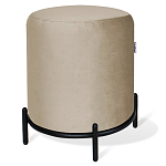 Банкетка круглая бежевый велюр на 4-х металлических ножках черного цвета SANJAY варинант исполнения - 1 | Loft Concept в Твери