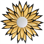 Зеркало-солнце в раме золотого и черного цвета Rays of Peace варинант исполнения - 1 | Loft Concept в Твери