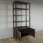 Стеллаж со стеклянными полками Elsa Dreams Walnut варинант исполнения - 3 | Loft Concept в Твери