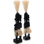 Комплект из 2-х деревянных статуэток Asmat Straw Headdress Statuettes Black варинант исполнения - 2 | Loft Concept в Твери