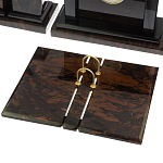 Настольный письменный набор с часами из природного камня обсидиана  Gift for Manager варинант исполнения - 3 | Loft Concept в Твери