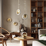 Бра с бежевым текстурным кольцом и латунным шаром в центре Tactile  варинант исполнения - 5 | Loft Concept в Твери