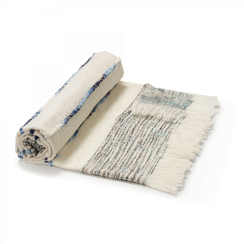 Плед Plaid Boho Lightness Белый Синий Плед Plaid Boho Lightness Белый Синий в Твери | Loft Concept