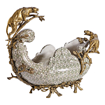 Чаша для фруктов из фарфора бронзовыми фигурками леопардов Eden Garden варинант исполнения - 2 | Loft Concept в Твери