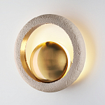 Бра с бежевым текстурным кольцом и латунным шаром в центре Tactile  варинант исполнения - 3 | Loft Concept в Твери