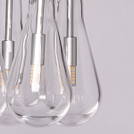 Люстра с 9-ю прозрачными плафонами из стекла в форме капли на прямоугольном потолочном основании цвета хром Lucid Rain  варинант исполнения - 8 | Loft Concept в Твери