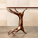 Обеденный стол с фигурным декором бронзового цвета Dichotomy racetrack варинант исполнения - 2 | Loft Concept в Твери