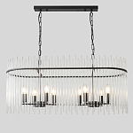 Люстра подвесная овальная со стеклянными прозрачными трубками и металлическим каркасом черного цвета Nembus варинант исполнения - 1 | Loft Concept в Твери