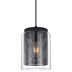 Подвесной светильник с сетчатым металлическим плафоном цилиндрической формы черный Metal Mesh варинант исполнения - 1 | Loft Concept в Твери