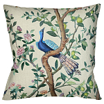 Подушка декоративная с изображением птицы в саду Beige Chinoiserie Blue Bird in the Garden Cushion варинант исполнения - 1 | Loft Concept в Твери