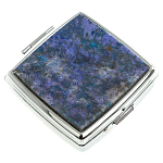 Таблетница карманная квадратная c 2-мя отделениями с зеркалом и накладкой из натурального камня Лазурит Silver Stone Pillboxes варинант исполнения - 1 | Loft Concept в Твери