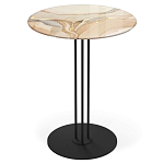 Стол журнальный круглый с бежевой столешницей из стекла Beige Marble варинант исполнения - 1 | Loft Concept в Твери