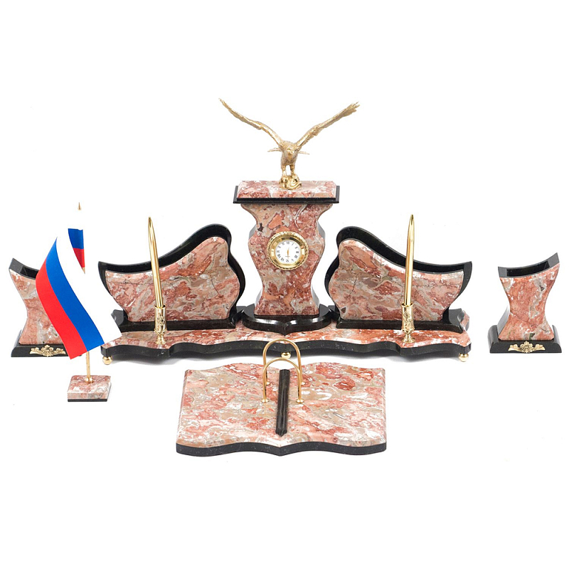 Настольный письменный набор из креноида с часами и декором в виде орла Marble Accessory Золотой Креноид Черный Настольный письменный набор из креноида с часами и декором в виде орла Marble Accessory Золотой Креноид Черный в Твери | Loft Concept