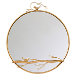 Зеркало настенное в раме золотого цвета с декором птица на ветке Mirror Portal варинант исполнения - 1 | Loft Concept в Твери