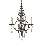 Люстра бронзового цвета с 4-мя лампами и подвесками из оптического стекла в классическом стиле Feiss варинант исполнения - 1 | Loft Concept в Твери