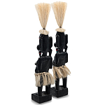 Комплект из 2-х деревянных статуэток Asmat Straw Headdress Statuettes Black Turquoise варинант исполнения - 2 | Loft Concept в Твери