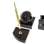 Настольный письменный набор из чёрного обсидиана с декором в виде льва Golden Lion варинант исполнения - 5 | Loft Concept в Твери