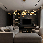 Люстра в виде золотой ветки с цветами и птичками Marvelous Garden варинант исполнения - 1 | Loft Concept в Твери