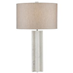 Настольная лампа мраморная с тканевым цилиндрическим абажуром Sharpened варинант исполнения - 3 | Loft Concept в Твери