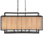 Люстра прямоугольной формы с чёрным каркасом и вставкой из плетеного материала Cage for Light варинант исполнения - 1 | Loft Concept в Твери