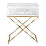 Приставной столик с выдвижным ящиком  White Table Carved Pattern варинант исполнения - 4 | Loft Concept в Твери