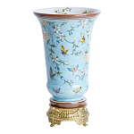 Ваза из голубого фарфора с бронзовыми элементами Blue Garden варинант исполнения - 2 | Loft Concept в Твери