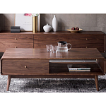 Кофейный стол из дерева с ящиком и нишей для хранения Coffee Walnut Table варинант исполнения - 1 | Loft Concept в Твери