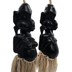 Комплект из 2-х деревянных статуэток Asmat Straw Headdress Statuettes Black варинант исполнения - 3 | Loft Concept в Твери