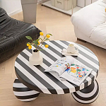 Дизайнерский журнальный стол круглый в чёрно-белую полоску Mypel варинант исполнения - 1 | Loft Concept в Твери