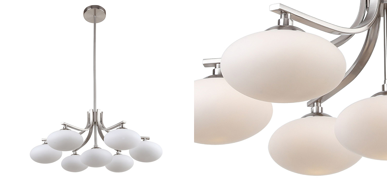 Люстра с овальными белыми плафонами Mushrooms Lamp Люстра с овальными белыми плафонами Mushrooms Lamp - Loft-Concept в Твери