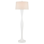 Торшер белый с тканевым абажуром на деревянном основании Graceful Silhouette варинант исполнения - 3 | Loft Concept в Твери