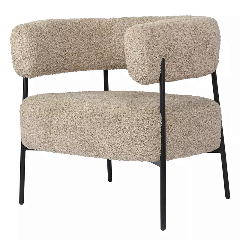 Кресло полукруглое мягкое с буклированной обивкой Armchair with Boucle Upholstery Бежевый Кресло полукруглое мягкое с буклированной обивкой Armchair with Boucle Upholstery Бежевый в Твери | Loft Concept