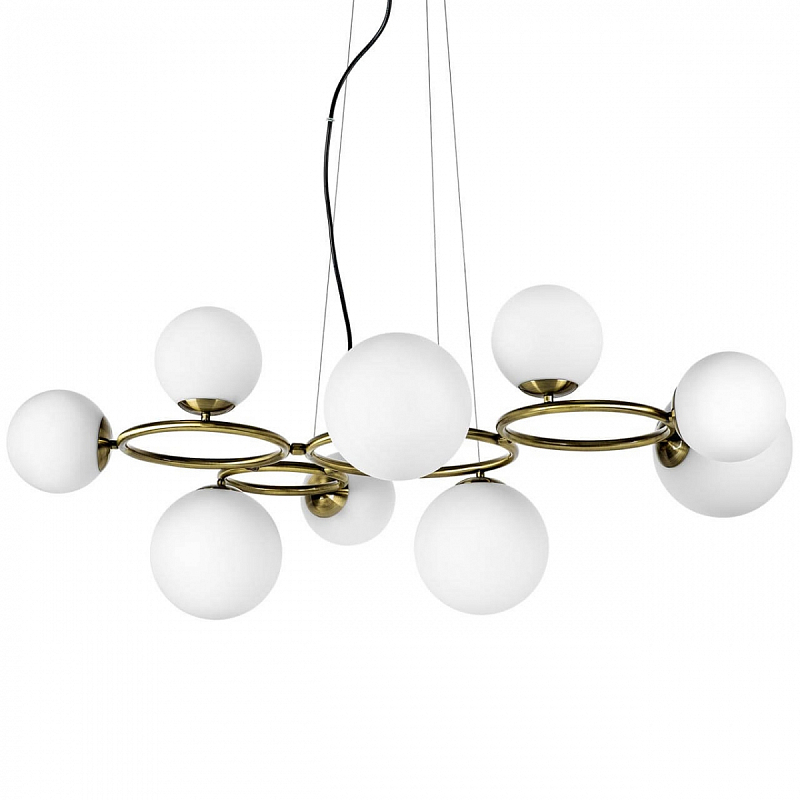 Люстра Bubbles on 4 Rings Chandelier Белый Латунь Люстра Bubbles on 4 Rings Chandelier Белый Латунь в Твери | Loft Concept