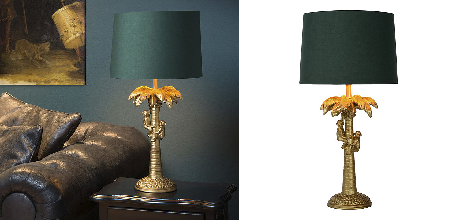 Настольная лампа Пальма Monkeys on a palm table lamp green Настольная лампа Пальма Monkeys on a palm table lamp green - Loft-Concept в Твери