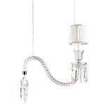 Подвесной светильник с белым текстильным абажуром и изогнутым хрустальным основанием с подвесками Lustre Reverie варинант исполнения - 1 | Loft Concept в Твери