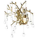 Бра в форме ветвей деревьев золотого цвета с прозрачными подвесками-каплями Droplet Bra варинант исполнения - 1 | Loft Concept в Твери