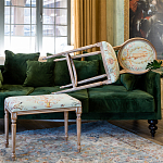 Банкетка из массива бука светло-зеленая с растительным орнаментом Raffael Angel Floral Banquette варинант исполнения - 4 | Loft Concept в Твери