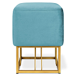 Пуф квадратный голубой велюр на золотом металлическом основании Celeste Blue варинант исполнения - 2 | Loft Concept в Твери