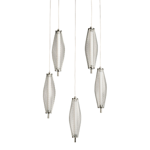 Люстра круглая каскадня с 5-ю плафонами из металлической сетки Mesh Lampshade Lighting