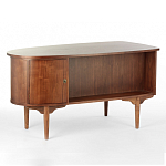 Дизайнерский письменный стол округлой формы с 4-мя ящиками и дверкой с полочками Rili варинант исполнения - 1 | Loft Concept в Твери