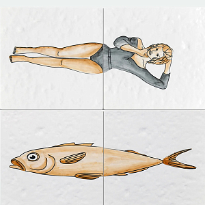 Плитка с узором Рыба Русалка